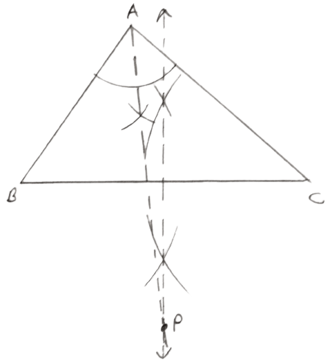 In the given triangle ABC, find a point P equidistant from AB and AC; and also equidistant from B and C. Loci, Concise Mathematics Solutions ICSE Class 10.