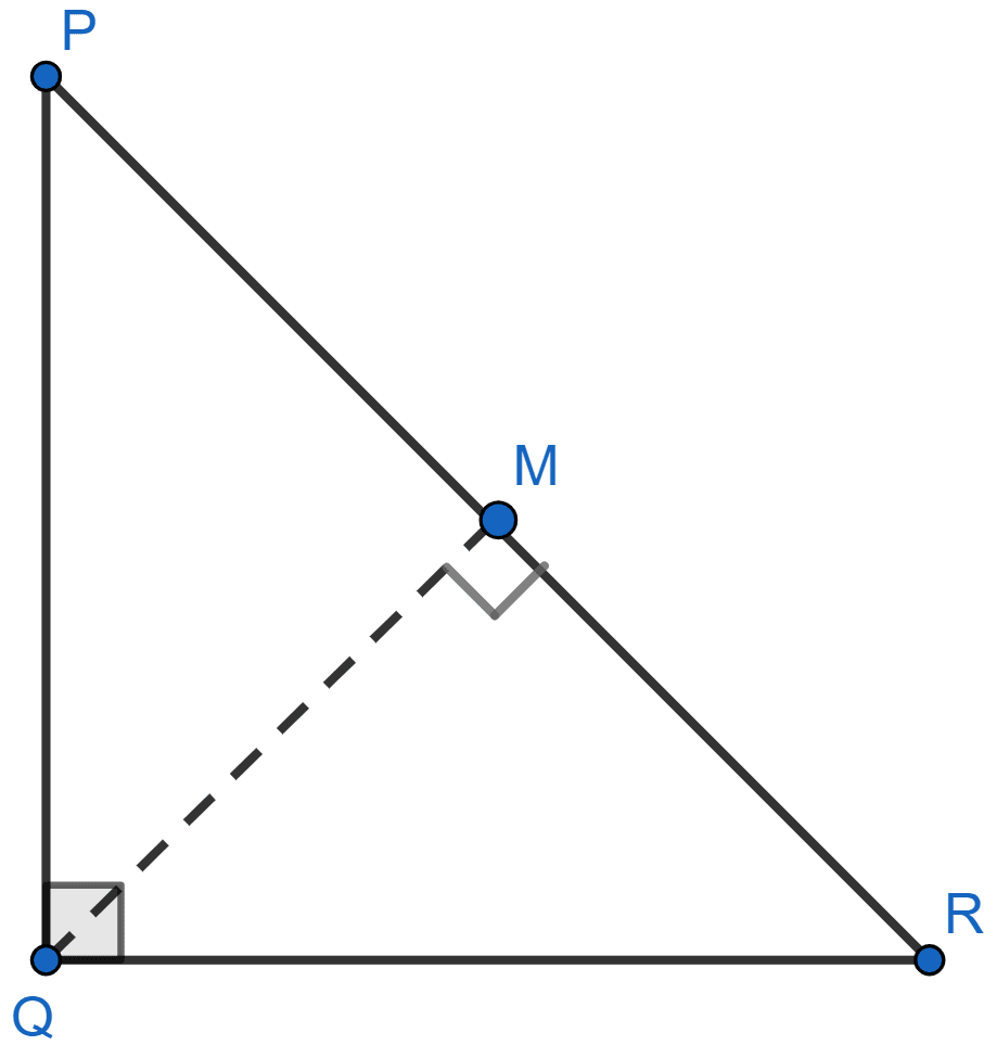 In △PQR, ∠Q = 90° and QM is perpendicular to PR. Prove that (i) PQ^2 = PM × PR (ii) QR^2 = PR × MR (iii) PQ^2 + QR^2 = PR^2. Similarity, Concise Mathematics Solutions ICSE Class 10.