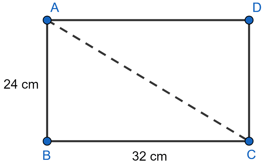 On a map, drawn to a scale of 1 : 20000, a rectangular plot of land ABCD has AB = 24 cm and BC = 32 cm. Calculate (i) the diagonal distance of the plot in kilometre (ii) the area of the plot in sq. km. Similarity, Concise Mathematics Solutions ICSE Class 10.