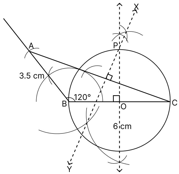 Construct a triangle ABC with following data : AB = 3.5 cm, BC = 6 cm and ∠ABC = 120°. Concise Mathematics Solutions ICSE Class 10.