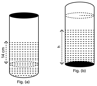 The given figure (fig a) shows a closed liquid container with a cylindrical part and a hemispherical part. It contains liquid upto a height of 14 cm of the cylindrical part. Model Question Paper - 3, Concise Mathematics Solutions ICSE Class 10.