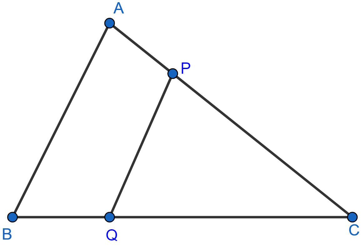 In the figure, PQ || AB; CQ = 4.8 cm, QB = 3.6 cm and AB = 6.3 cm. Find CP/PA, PQ. If AP = x, then the value of AC in terms of x. Similarity, Concise Mathematics Solutions ICSE Class 10.