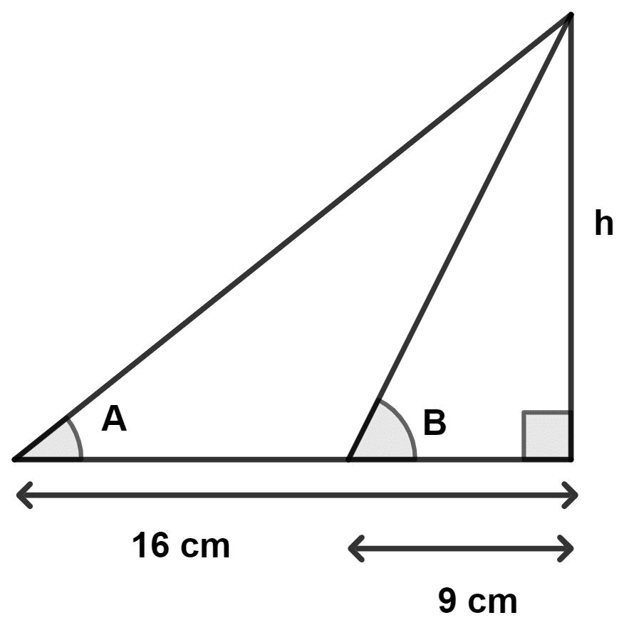 Assertion (A) : If ∠A + ∠B = 90°, h = √16 x 9 cm. Reason (R) : tan A = h/16 and tan B = h/9. Assertion-Reasoning Type Questions, Concise Mathematics Solutions ICSE Class 10.