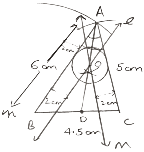 Construct a triangle ABC in which BC = 7.5 cm, ∠B = 45° and AB - AC =