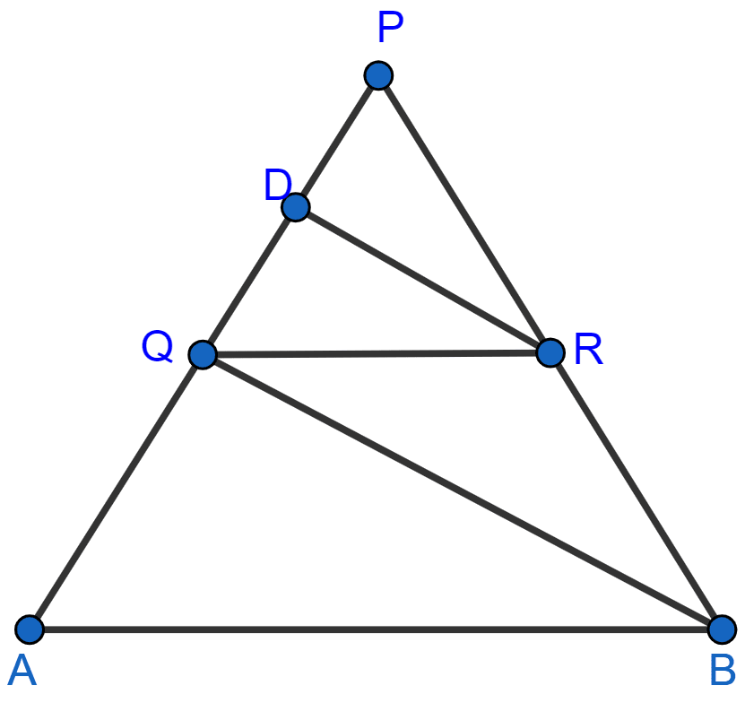 In the figure, QR is parallel to AB and DR is parallel to QB. Prove that : PQ^2 = PD × PA. Similarity, Concise Mathematics Solutions ICSE Class 10.