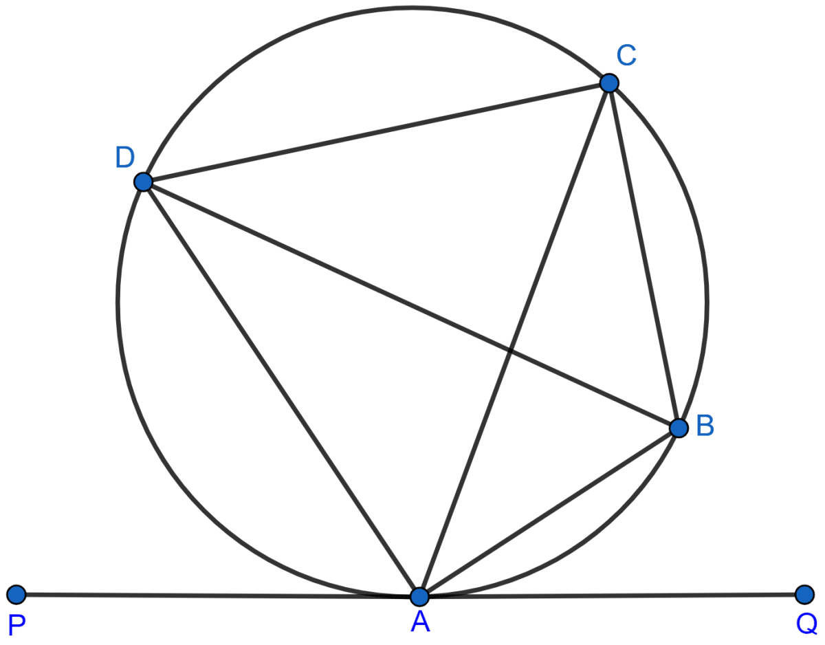 In the figure, PQ is a tangent to the circle at A. AB and AD are bisectors of ∠CAQ and ∠PAC. If ∠BAQ = 30°, prove that : BD is diameter of the circle. Tangents and Intersecting Chords, Concise Mathematics Solutions ICSE Class 10.