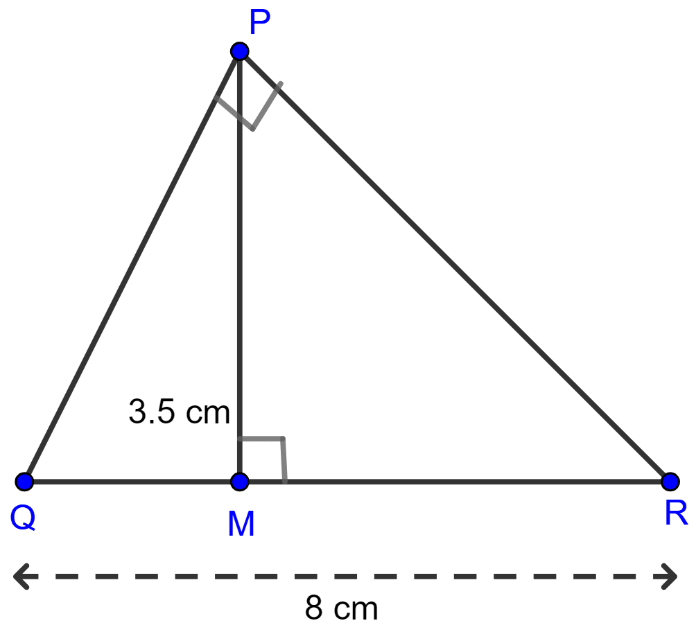 In the right-angled triangle QPR. PM is an altitude. Given that QR = 8 cm and MQ = 3.5 cm, calculate the value of PR. Similarity, Concise Mathematics Solutions ICSE Class 10.