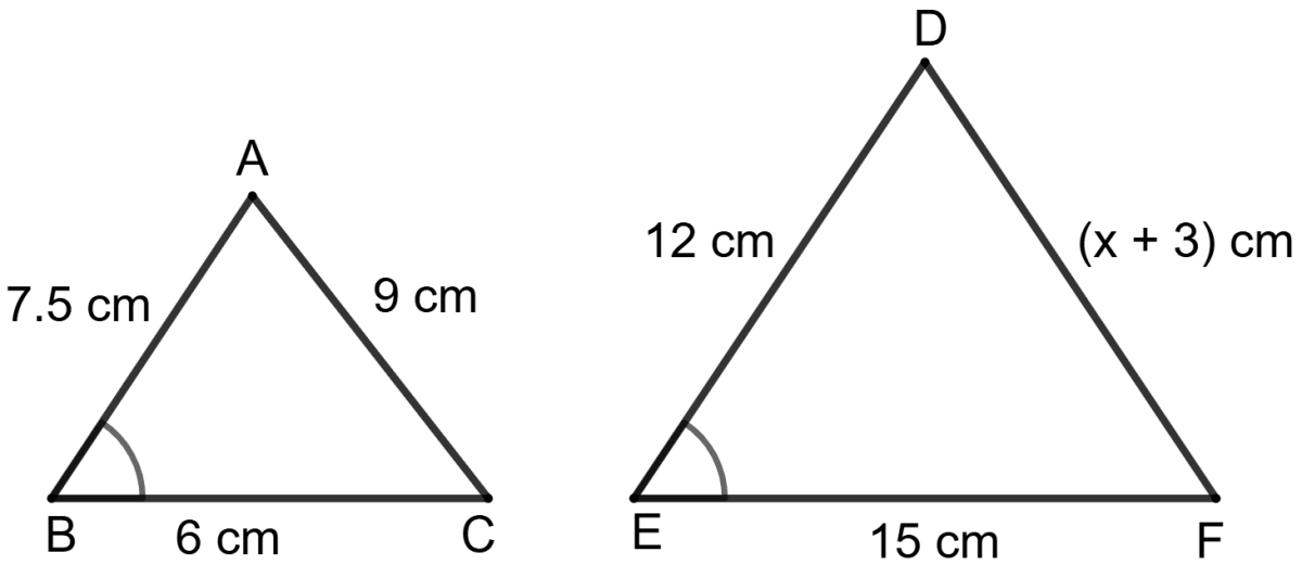 Find the value of x, if ∠B = ∠E. Concise Mathematics Solutions ICSE Class 10.