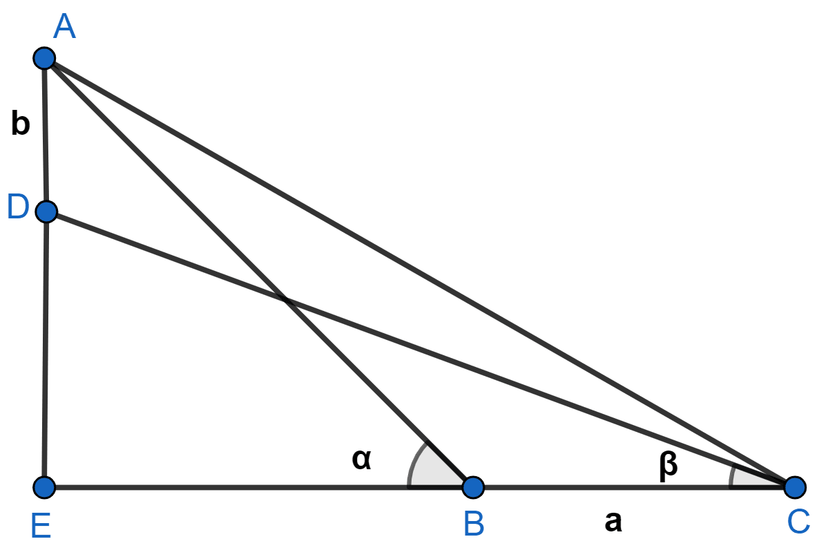 A ladder rests against a wall at an angle α to the horizontal. Its foot is pulled away from the wall through a distance a, so that it slides a distance b down the wall making an angle β with the horizontal. Show that. Mixed Practice, Concise Mathematics Solutions ICSE Class 10.