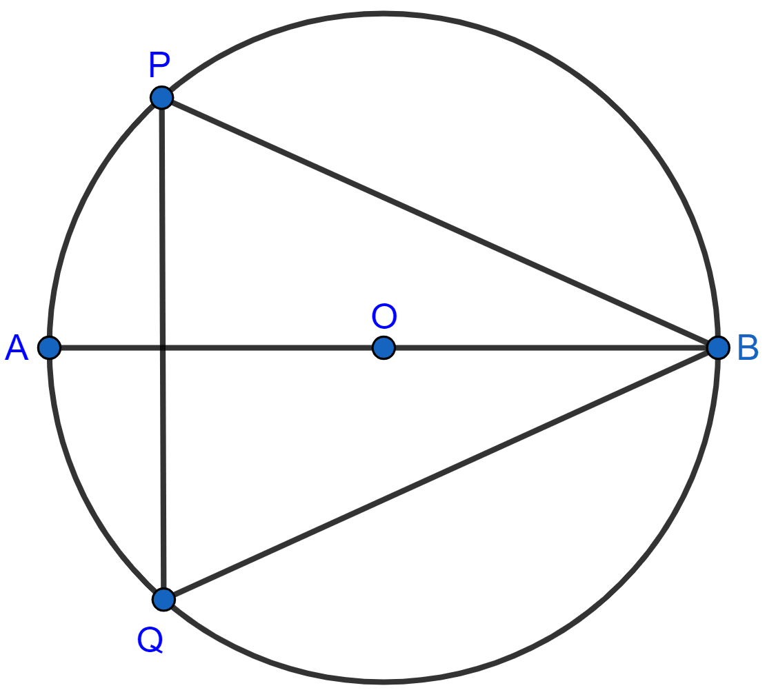 The given figure shows a circle with center O and ∠ABP = 42°. Calculate the measure of : ∠PQB ∠QPB + ∠PBQ. Hence, show that AC is a diameter. Circles, Concise Mathematics Solutions ICSE Class 10.