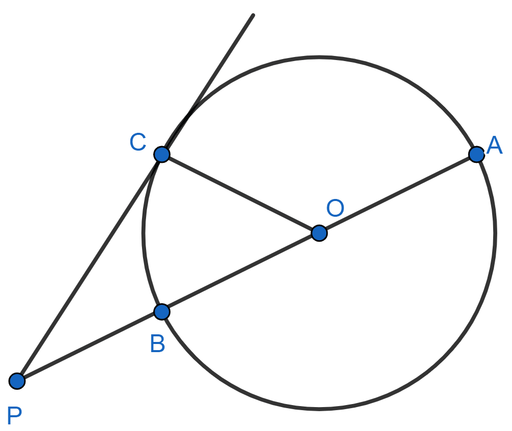 In the given figure, AB is diameter and PC is tangent to the circle with center O. If AP = 40 cm, CP = 20 cm, find the radius of the circle. Model Paper 3, Concise Mathematics Solutions ICSE Class 10.