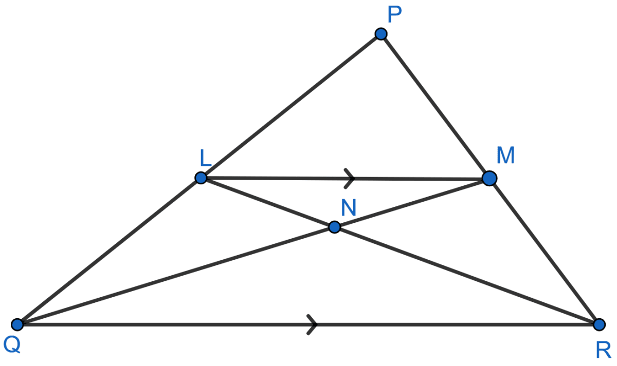 In triangle PQR, LM is parallel to QR and PM : MR = 3 : 4. Calculate the value of ratio PL/PQ LM/QR. Similarity, Concise Mathematics Solutions ICSE Class 10.