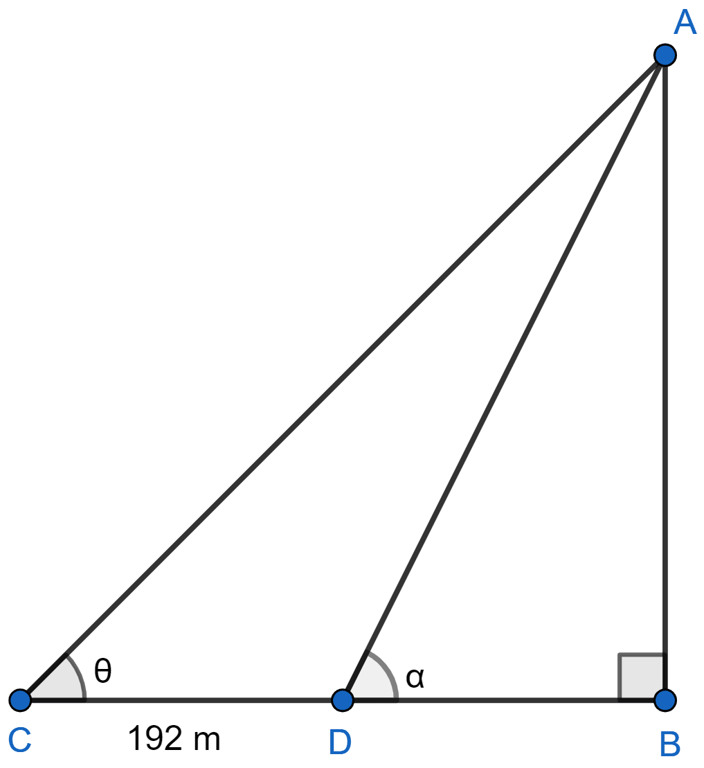 At a point on level ground, the angle of elevation of a vertical tower is found to be such that its tangent is. On walking 192 meters towards the tower; the tangent of the angle is found to be. Find the height of the tower. Heights and Distances, Concise Mathematics Solutions ICSE Class 10.