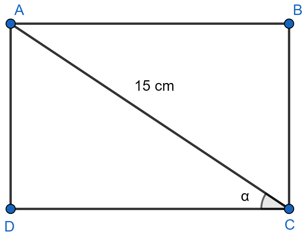 In a rectangle ABCD, its diagonal AC = 15 cm and ∠ACD = α. If cot α = 3/2, find the perimeter and the area of the rectangle. Mixed Practice, Concise Mathematics Solutions ICSE Class 10.