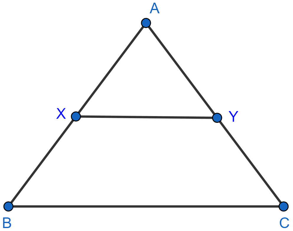 In the following figure, ∠AXY = ∠AYX. If BX/AX = CY/AY, show that triangle ABC is isosceles. Similarity, Concise Mathematics Solutions ICSE Class 10.