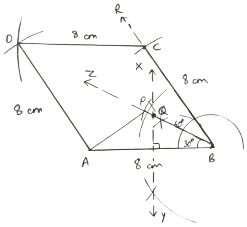 Use ruler and compass only to construct a triangle ABP such that AB = 8 cm, BP = 5 cm and angle ABP = 30°. Model Question Paper - 1, Concise Mathematics Solutions ICSE Class 10.
