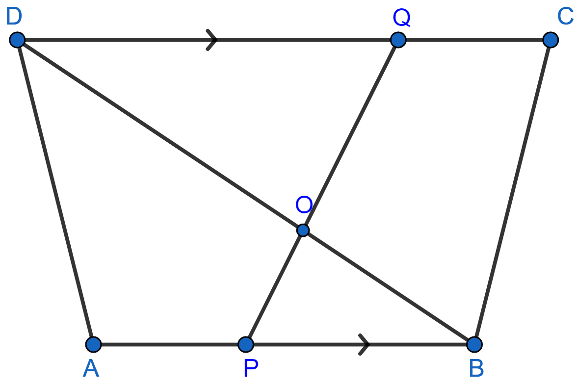 In the figure, AB || DC, BO = 6 cm and DQ = 8 cm; find: BP x DO. Similarity, Concise Mathematics Solutions ICSE Class 10.