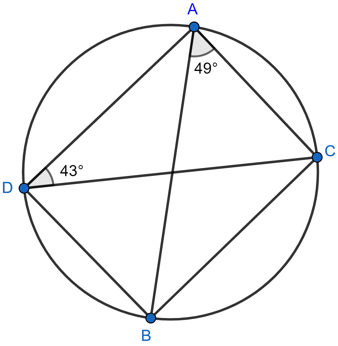 Calculate ∠CDB, ∠ABC, ∠ACB. Circles, Concise Mathematics Solutions ICSE Class 10.