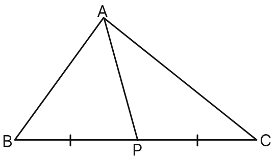 Statement 1: In the given figure, P is mid-point of side BC, then AP is a median of triangle ABC. Statement 2: Every triangle has three sides so three medians. For this reason, BQ and CR are also medians of △ABC. Which of the following options is correct? Triangles, Mathematics Solutions ICSE Class 6.
