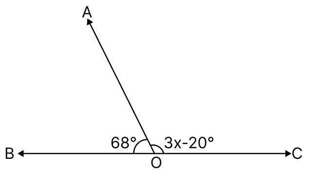 The figure, given alongside, shows two adjacent angles AOB and AOC whose exterior sides are along the same straight line. Find the value of x. Fundamental Concepts, Mathematics Solutions ICSE Class 6.
