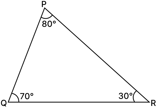 Classify the following triangle according to the measures of its angles:. Triangles, Mathematics Solutions ICSE Class 6.