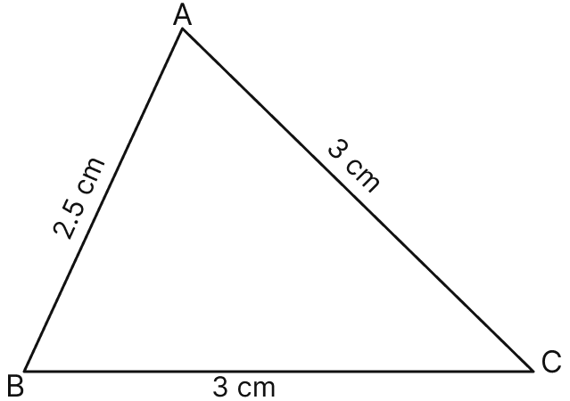 Classify the following triangle according to the lengths of its sides:. Triangles, Mathematics Solutions ICSE Class 6.