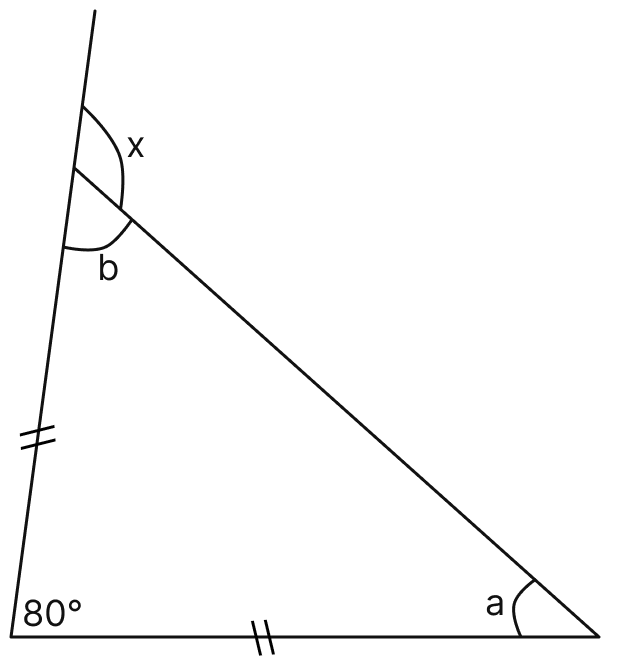 Find the unknown angles in the given figure:. Triangles, Mathematics Solutions ICSE Class 7.
