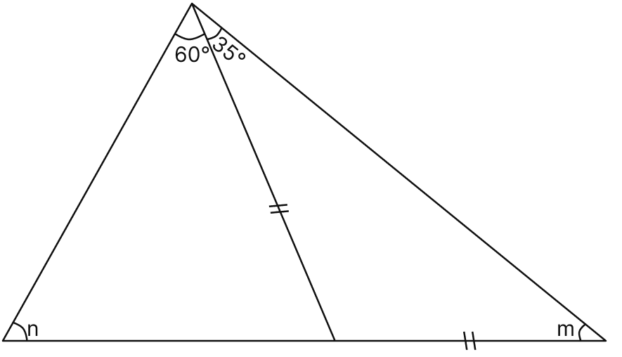 Find the unknown angles in the given figure:. Triangles, Mathematics Solutions ICSE Class 7.