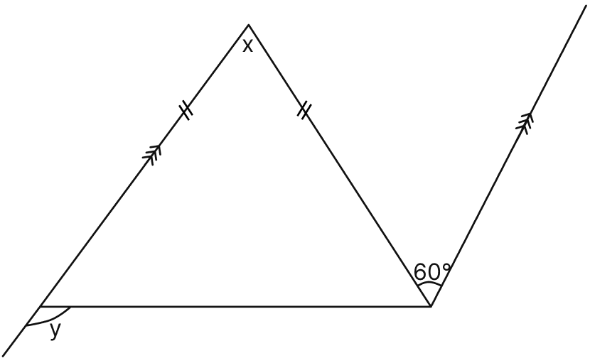 Find the unknown angles in the given figure:. Triangles, Mathematics Solutions ICSE Class 7.