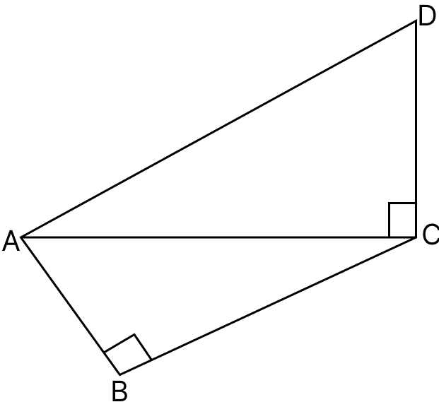 In the given figure, AD = 13 cm, BC = 12 cm, AB = 3 cm and angle ACD = angle ABC = 90°. Find the length of DC. Pythagoras Theorem, Mathematics Solutions ICSE Class 7.