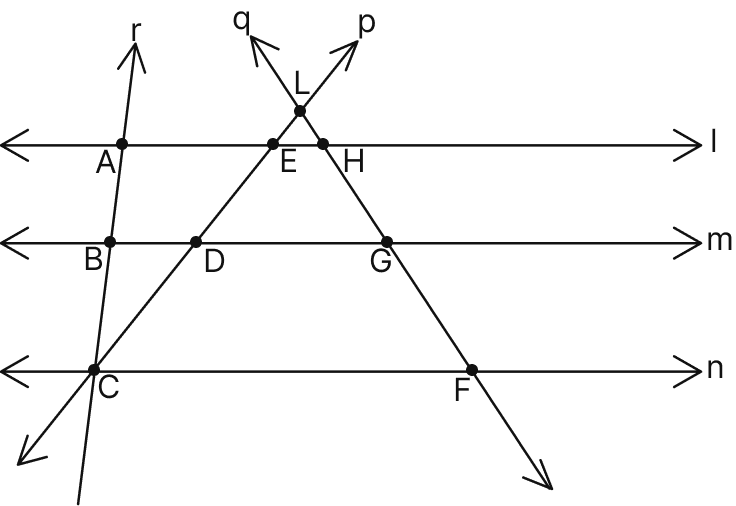 Statement 1: In the following figure there is/are no line(s) so that four points are collinear. Statement 2: Three or more points in a plane are called collinear points if they all lie on the same straight line. Which of the following options is correct? Lines & Angles, Mathematics Solutions ICSE Class 7.