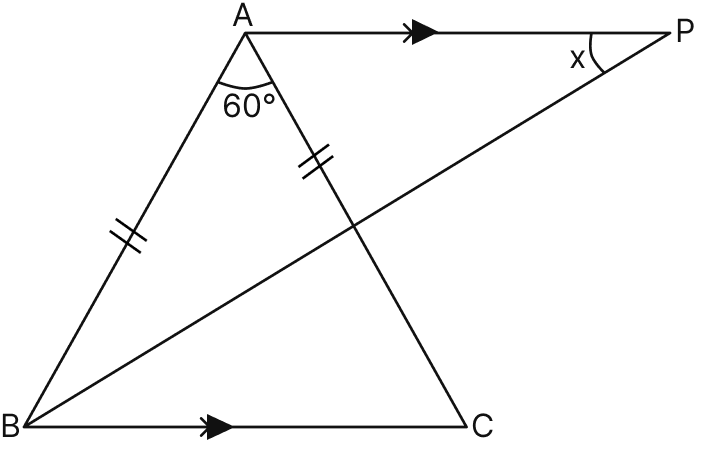 In Figure (i) BP bisects ∠ABC and AB = AC. Find x. Triangles, Mathematics Solutions ICSE Class 7.