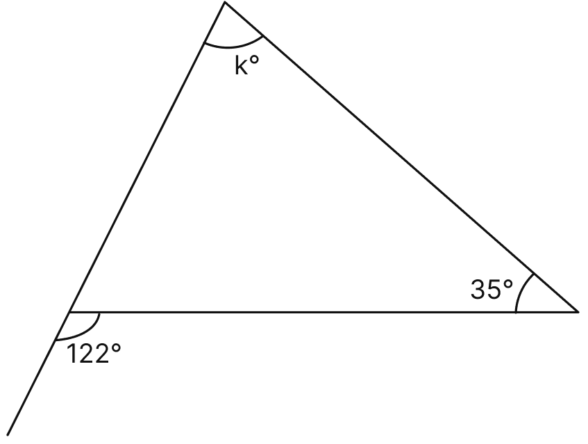 Find the unknown marked angles in the given figure. Triangles, Mathematics Solutions ICSE Class 7.