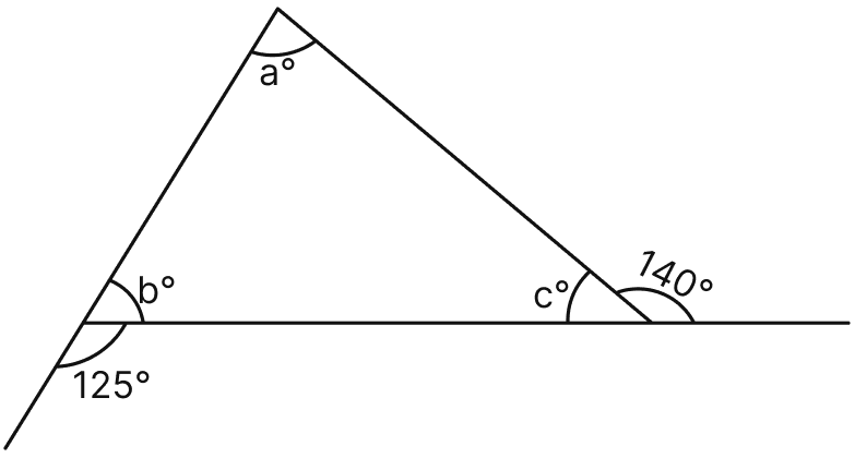Find the unknown marked angles in the given figure. Triangles, Mathematics Solutions ICSE Class 7.