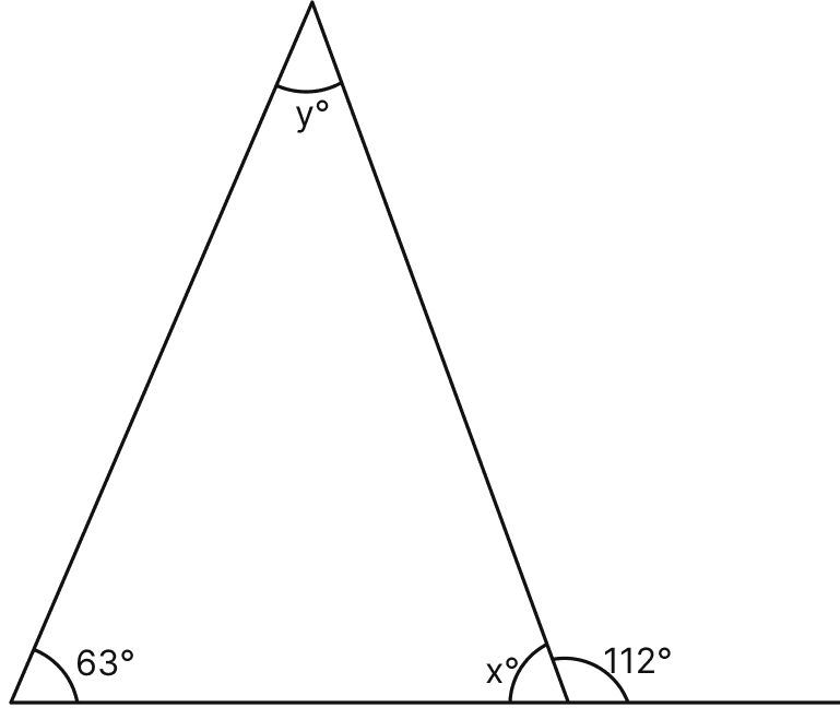 Find the unknown marked angles in the given figure. Triangles, Mathematics Solutions ICSE Class 7.