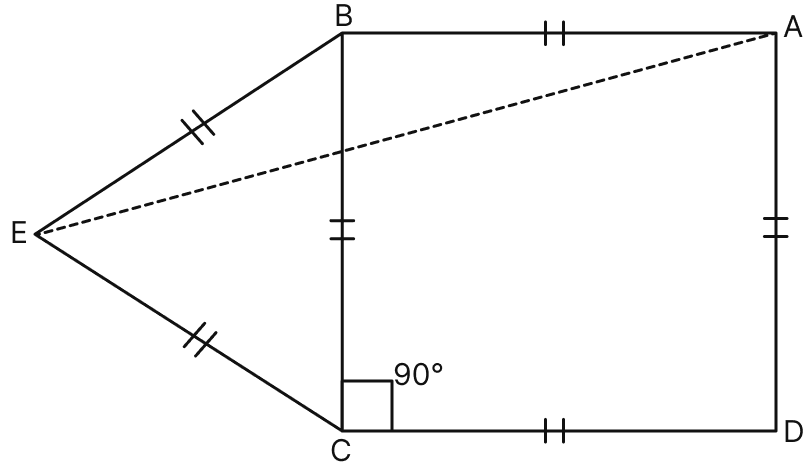 In the figure given below, ABCD is a square and △ BEC is an equilateral triangle. Find: (i) ∠ABE (ii) ∠BAE. Triangles, Mathematics Solutions ICSE Class 7.