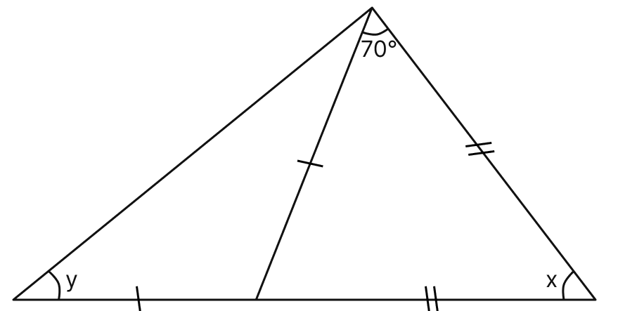 Apply the properties of isosceles and equilateral triangles to find the unknown angles in the given figure:. Triangles, Mathematics Solutions ICSE Class 7.