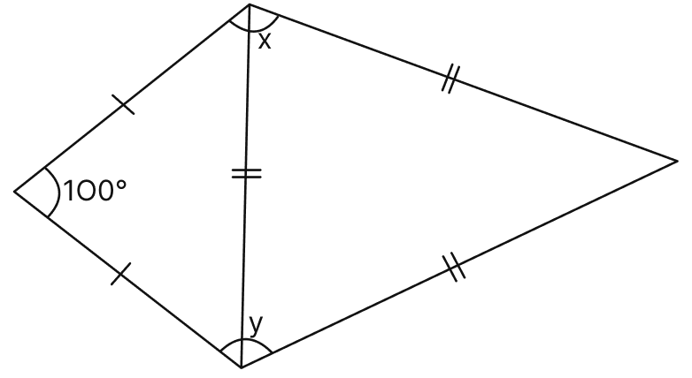 Apply the properties of isosceles and equilateral triangles to find the unknown angles in the given figure:. Triangles, Mathematics Solutions ICSE Class 7.