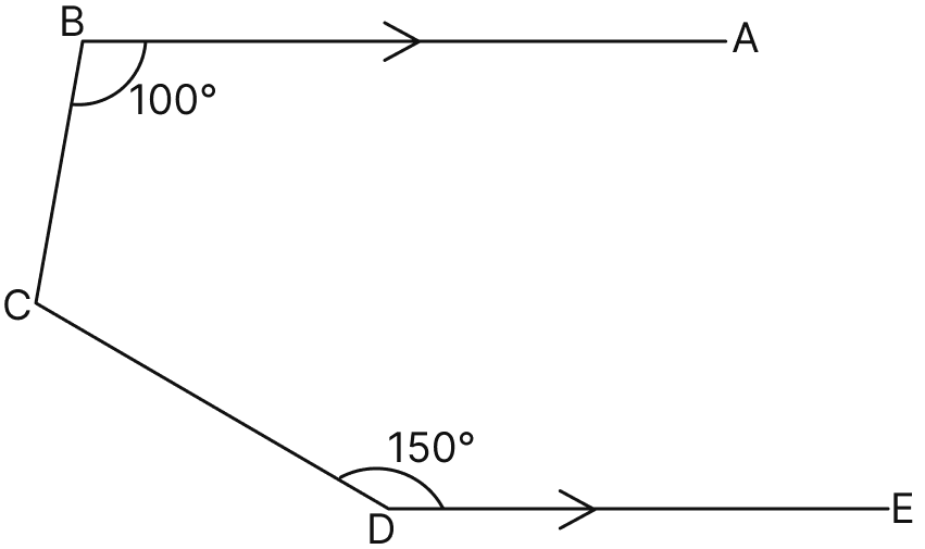 In the given figure, BA is parallel to DE, the ∠BCD is equal to:. Lines & Angles, Mathematics Solutions ICSE Class 7.