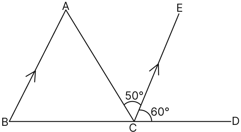 In the given figure, BA is parallel to CE. The angle ABC is:. Lines & Angles, Mathematics Solutions ICSE Class 7.