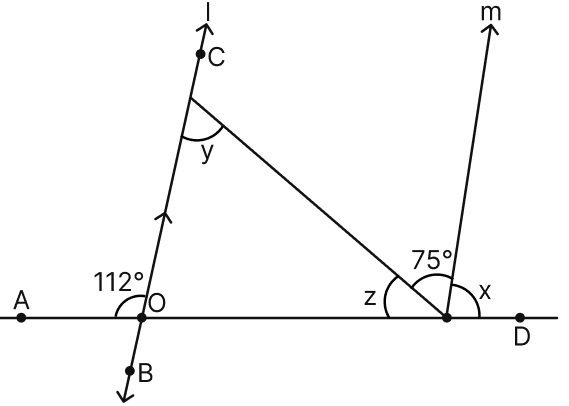 In the given figure, the directed lines are parallel to each other. Find the unknown angles. Lines & Angles, Mathematics Solutions ICSE Class 7.