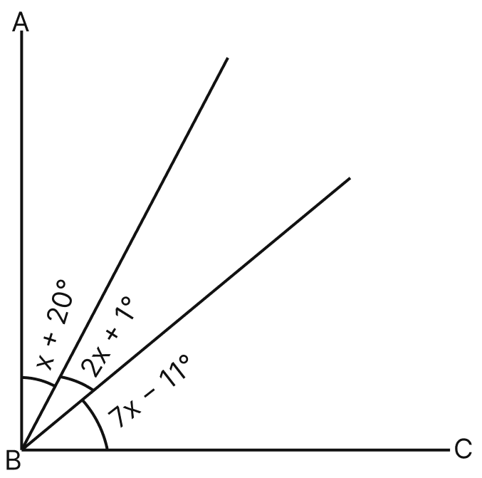 In the given figure, AB is perpendicular to BC at B. Find:. Lines & Angles, Mathematics Solutions ICSE Class 7.