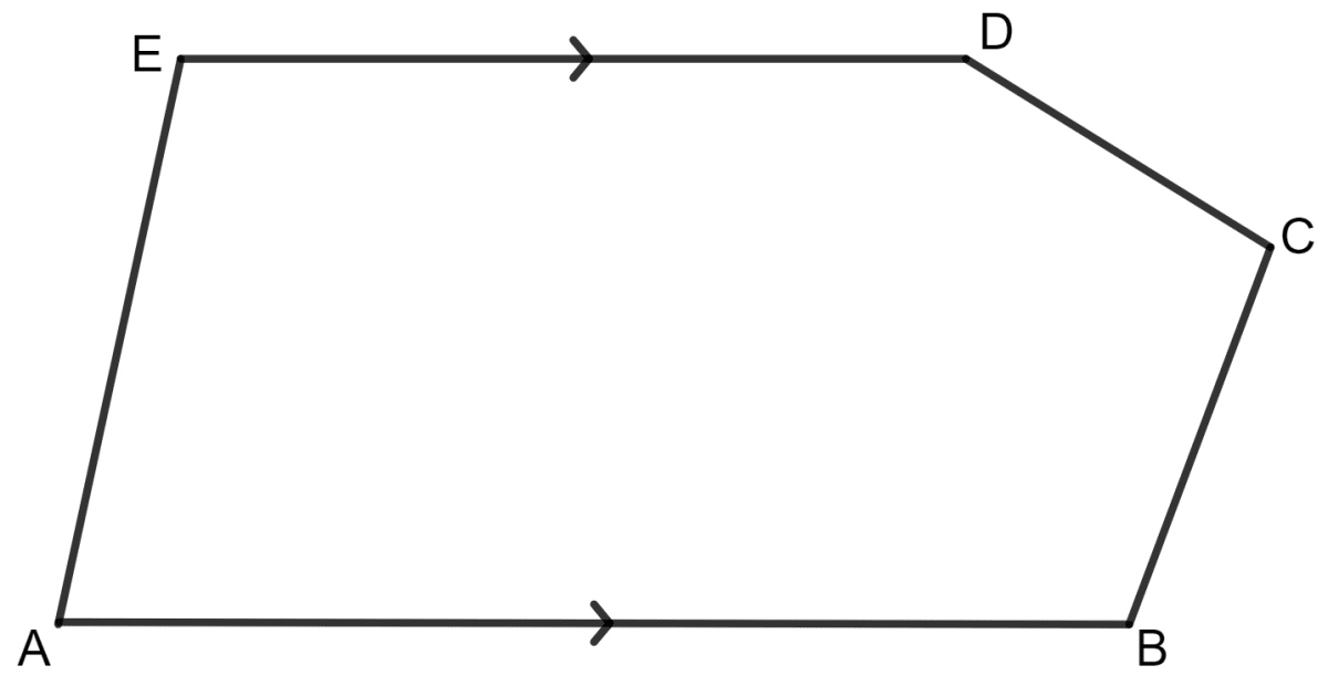 The figure given below shows a pentagon ABCDE with sides AB and ED parallel to each other, and ∠B : ∠C : ∠D = 5 : 6 : 7. Understanding Shapes, Concise Mathematics Solutions ICSE Class 8.