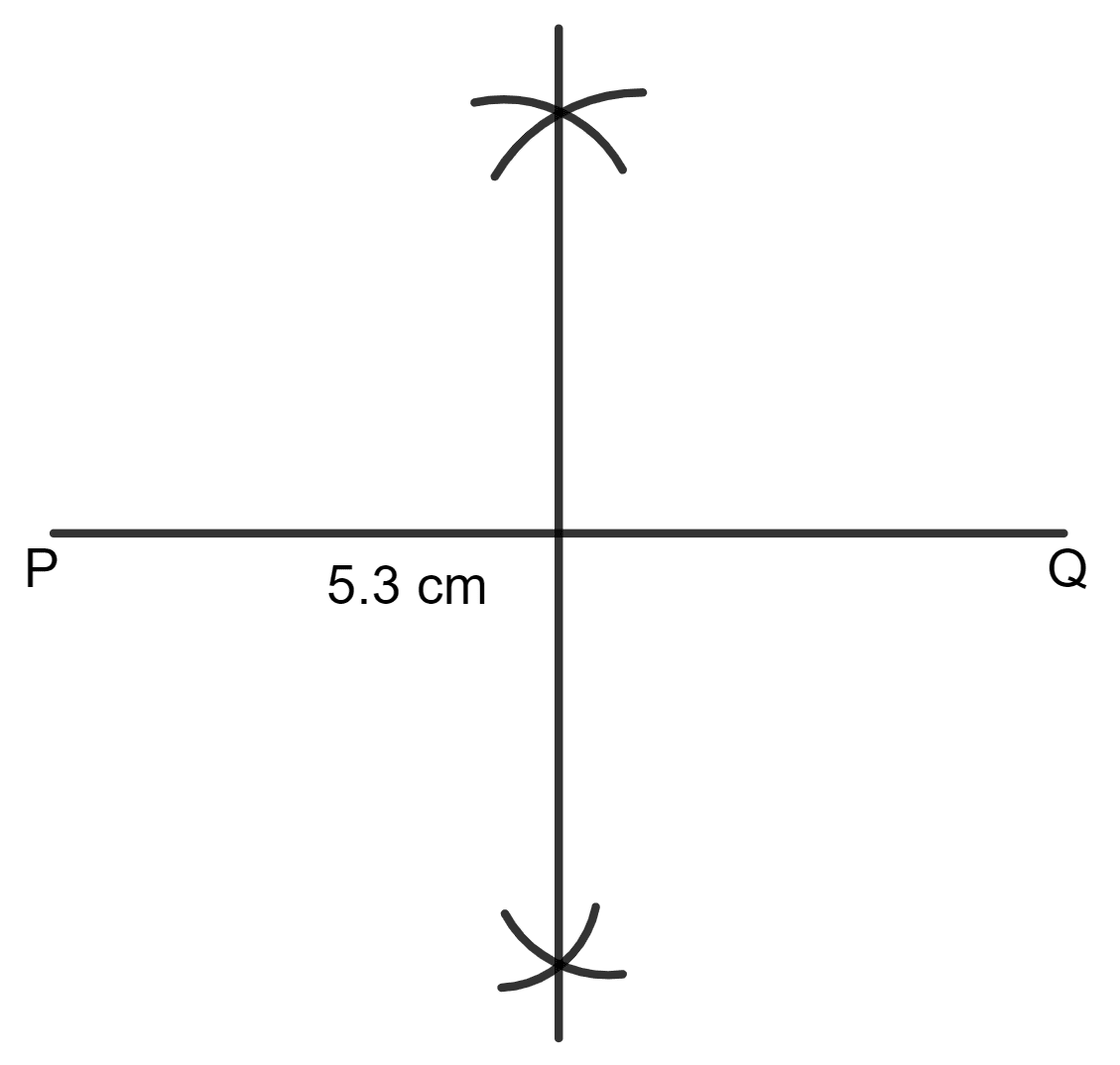 Mark two points P and Q 5.3 cm apart. Construct the perpendicular bisector of the line segment PQ. Symmetry, Concise Mathematics Solutions ICSE Class 8.