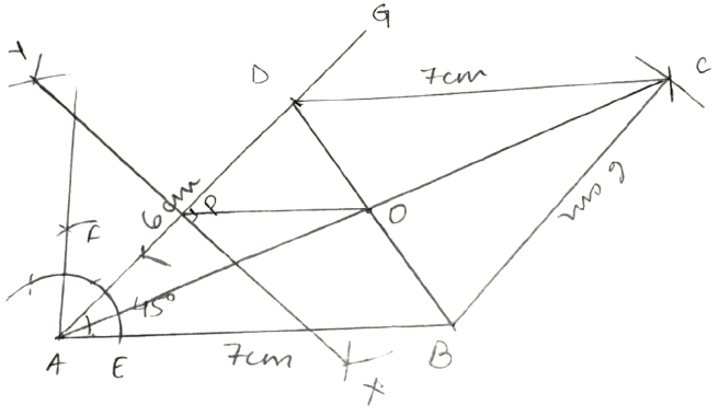 Draw a parallelogram ABCD, with AB = 7 cm, AD = 6 cm and ∠DAB = 45°. Constructions, Concise Mathematics Solutions ICSE Class 8.