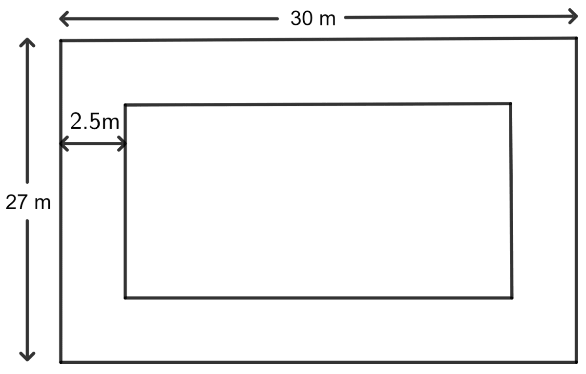 A path of uniform width, 2.5 m, runs around the inside of a rectangular field 30 m by 27 m. Find the area of the path. Area of a Trapezium and a Polygon, Concise Mathematics Solutions ICSE Class 8.