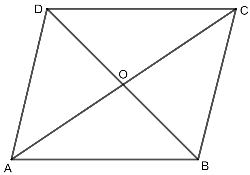 Prove that the diagonals of a parallelogram bisect each other. Special Types of Quadrilaterals, Concise Mathematics Solutions ICSE Class 8.