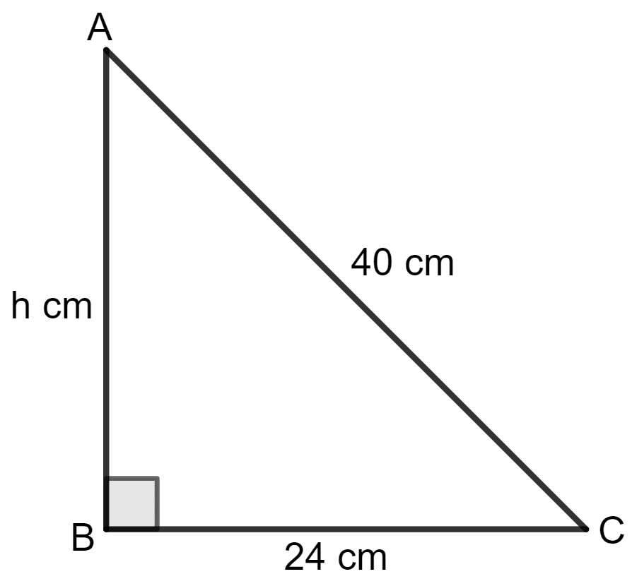 Find the area of the right-angled triangle with hypotenuse 40 cm and one of the other two sides 24 cm. Area of a Trapezium and a Polygon, Concise Mathematics Solutions ICSE Class 8.
