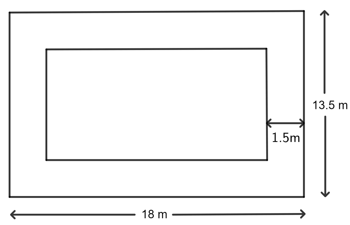 The length of a hall is 18 m and its width is 13.5 m. Find the least number of square tiles, each of side 25 cm, required to cover the floor of the hall. Area of a Trapezium and a Polygon, Concise Mathematics Solutions ICSE Class 8.