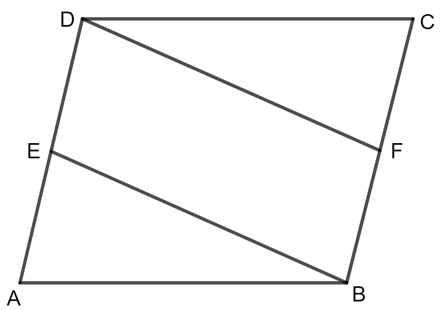 In parallelogram ABCD, E is the mid-point of AD and F is the mid-point of BC. Prove that BFDE is a parallelogram. Special Types of Quadrilaterals, Concise Mathematics Solutions ICSE Class 8.